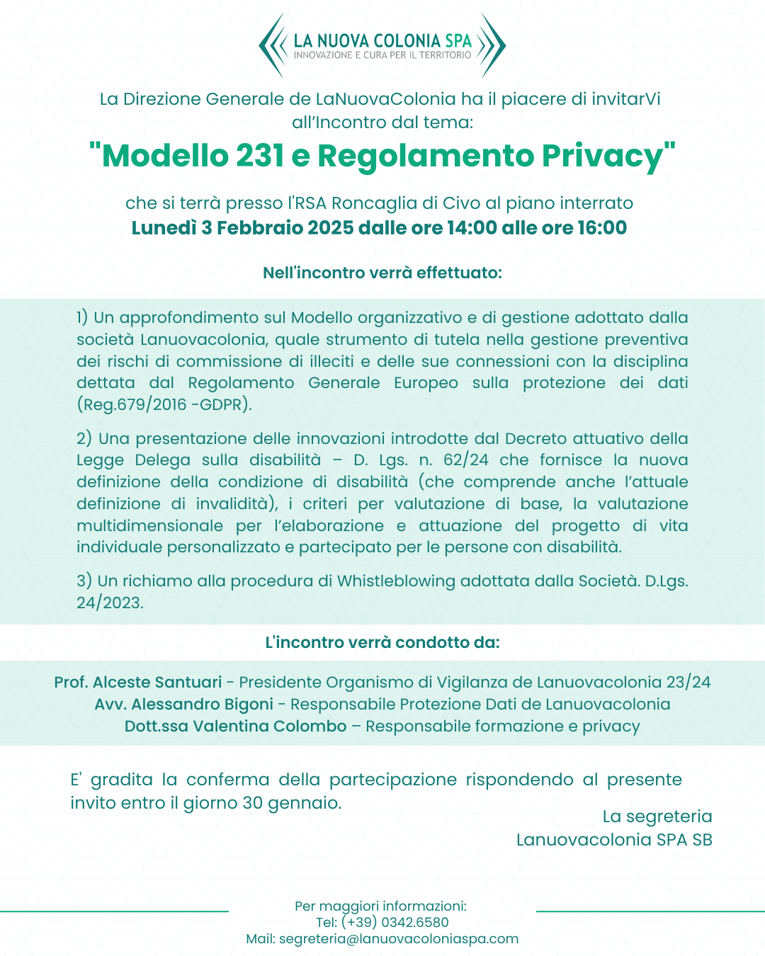 Corso interno: Modello 231 e Regolamento Privacy