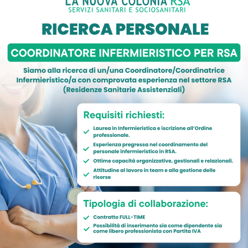 Ricerca Coordinatore Infermieristico per RSA