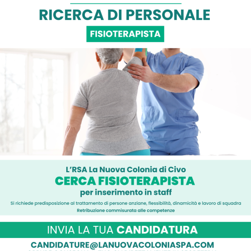 La Nuova Colonia RSA cerca un Fisioterapista per ampliamento dello staff